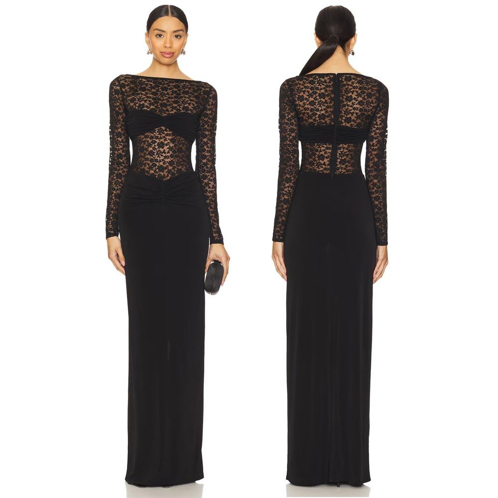 Lovers and Friends Kathryn Gown Lace Ruched Formal Evening Party Gala Elegant S - Picture 1 of 11